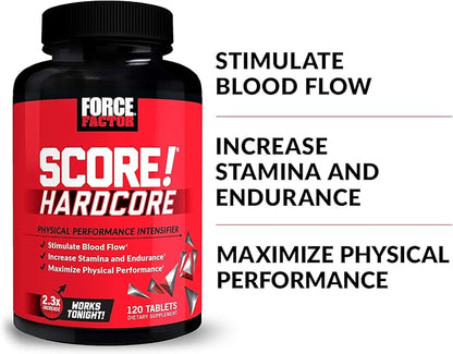 Force Factor SCORE!, 2-Pack, Hardcore Nitric Oxide Booster Supplement for Men with L-Citrulline, Yohimbe, Black Maca & B Vitamins to Increase Stamina, Maximize Physical Performance, 240 Tablets