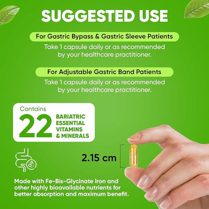 BariSlim Advanced Once Daily Bariatric Multivitamin Capsule - 45 mg of Iron - Bariatric Vitamin for Post Bariatric Surgery Including Gastric Bypass and Gastric Sleeve | 90 Day Supply