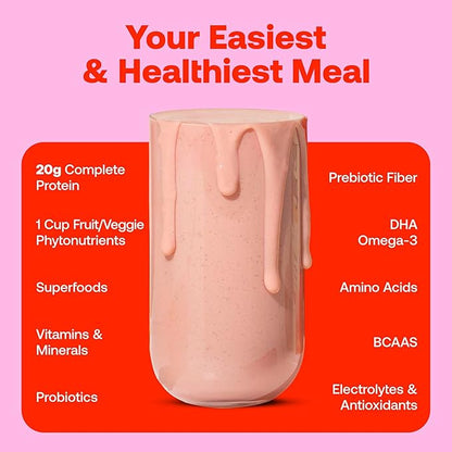 Happy Viking Strawberry Protein + Superfoods Powder, Created by Venus Williams, 20G Protein, Low Carb, Keto, Vegan, Gluten-Free, Non-GMO, Superfoods, Complete Meal Replacement, 1 Canister (24 oz.)