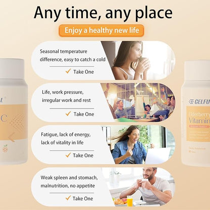 CELFULL,Elderberry Extract with Vitamin C,Elderberry Capsules,Immune Support Supplement,Organic Vitamin c,60 Capsules