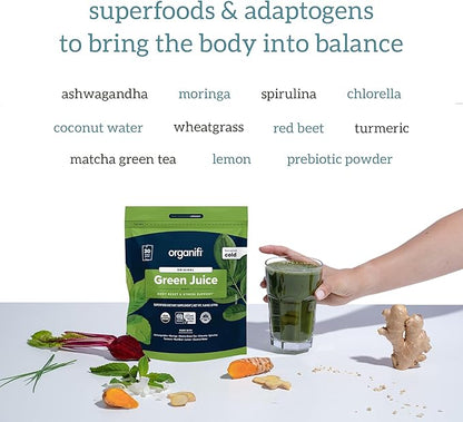 Organifi: GO Packs - Green Juice - Organic Superfood Supplement Powder - 30 Travel Packs - Organic Vegan Greens - Hydrates and Revitalizes