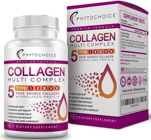 Multi Collagen Pills (Types I-II-III-V-X) Pure Hydrolyzed Collagen Protein Peptides-Collagen Supplements for Women and Men, Anti-Aging Collagen for Skin Hair Growth, Nails, Joints-90 Capsules