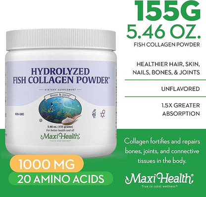 Marine Collagen Powder Unflavored - Type I Vital Wild Caught Kosher Collagen Protein Powder for Women & Men - Zero Taste - Easy to Mix, Fast to Dissolve Hydrolyzed Fish Collagen Powder - 5.46 oz