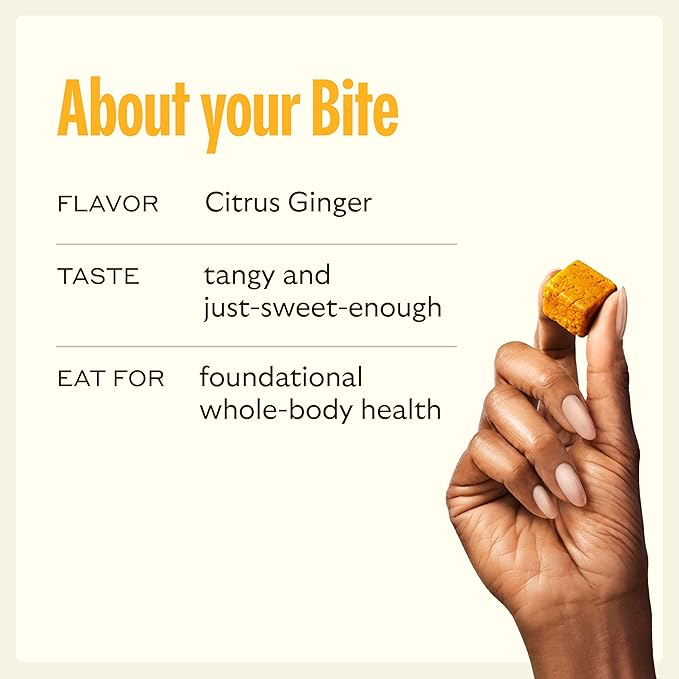 GEM Bite Daily Multivitamin for Women & Men | Citrus Ginger | Supports Gut, Skin, Brain, Bone, & Immunity | 20+ Vitamins & Minerals | 28 Serving