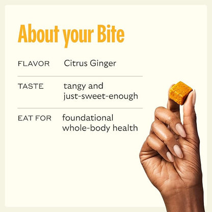 GEM Bite Daily Multivitamin for Women & Men | Citrus Ginger | Supports Gut, Skin, Brain, Bone, & Immunity | 20+ Vitamins & Minerals | 28 Serving