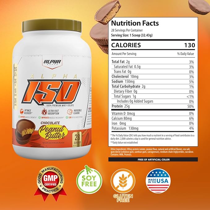ISO, Low Carb 100% Whey Protein Isolate Powder, 25 Grams Per Serving, Helps Support Muscle Growth, Low Sugar and Gluten Free (Chocolate Peanut Butter, 2 lb)