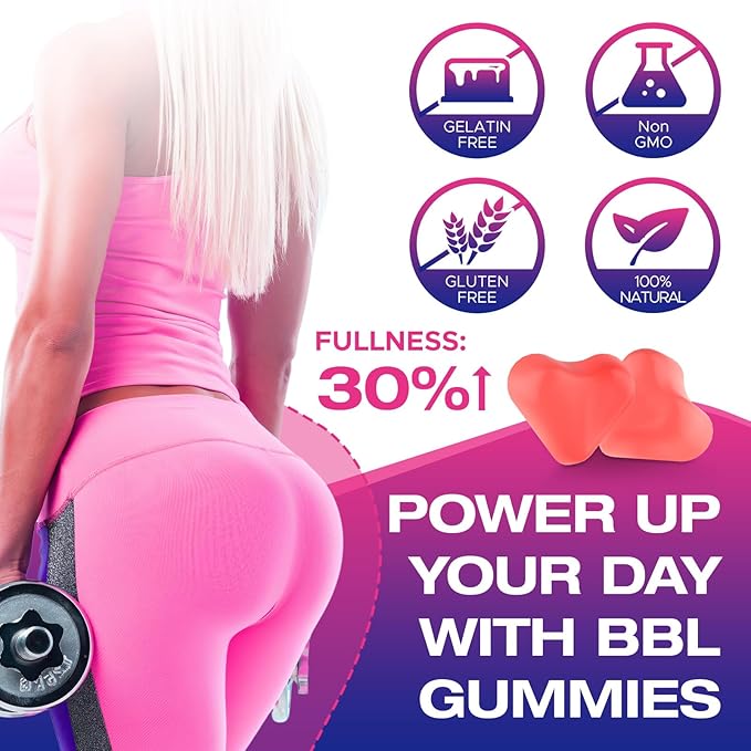 Booty Gummies for Butt Growth and HIPS - BBL Gummies for Bigger Butt - Bum Gummies with Multivitamins and Herbal Extracts for Natural Curves - Peach Flavor - 120 Gummies