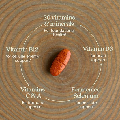 New Chapter Men's Multivitamin 50 Plus for Brain, Heart, Digestive, Prostate & Immune Support with 20+ Nutrients + Astaxanthin - Every Man's One Daily 55+, Gentle on The Stomach - 96 ct