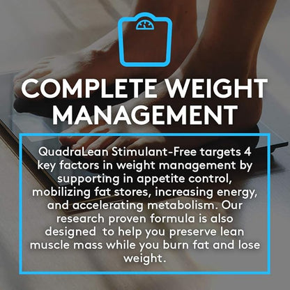 RSP Nutrition QuadraLean - Stimulant Free Weight Management, Metabolism Booster, Energy & Appetite Support - CLA, L-Carnitine, Green Tea Extract, Non-Stim Formula, 50 Serv (Packaging May Vary)