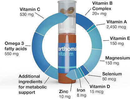 Orthomol Vital M Powder & Tablet Packet for Men, 30-Day Vitamin Supplement – Daily Energy, Fatigue Reduction & Vitality Support with Vitamins A, B, C, D, E, K, Omega-3 & Iodine