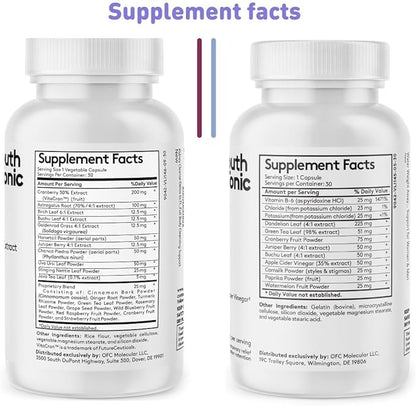 Youth & Tonic Daily Water Retention Pills for Kidney Cleanse Swelling and Excess Body Fluids & Metabolic Waste / 30 + 30 Capsules