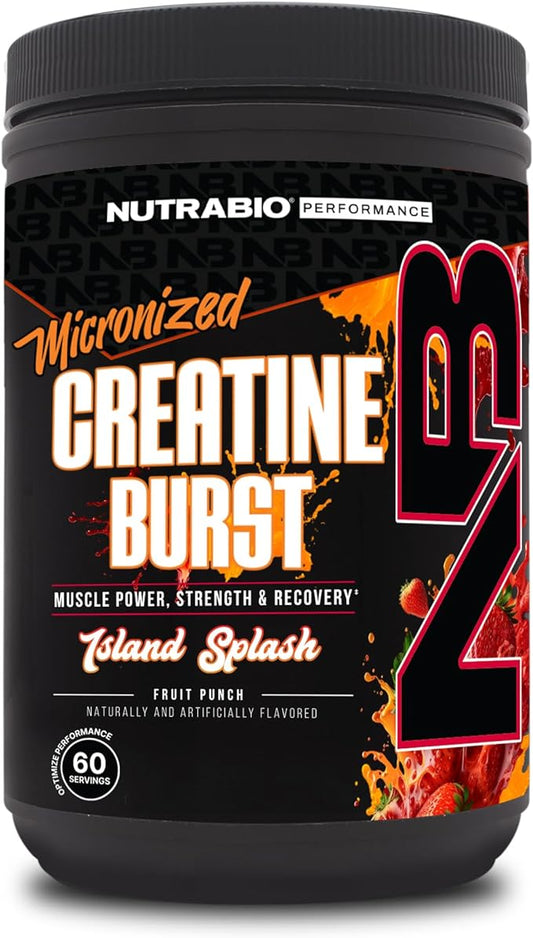 NutraBio Pure Creatine Monohydrate Powder Supplement, Island Splash, (300 g) - Supports Bulk Muscle Energy, Recovery, and Strength - HPLC Tested Pure Grade Creatine Powder Supplement for Men and Women