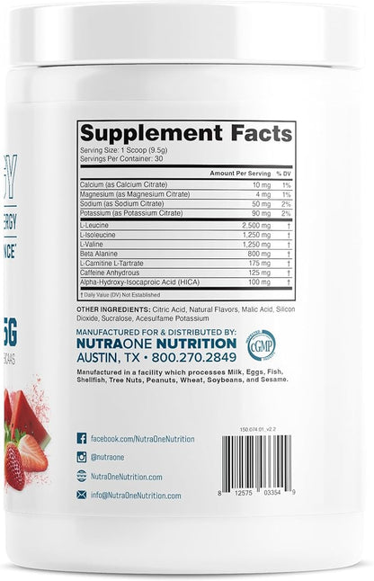 NutraOne Amino Energy BCAA Powder Pre-Workout Supplement with Caffeine Branched Chain Amino Acids to Help Fuel and Recover* (Strawberry Watermelon - 30 Servings)