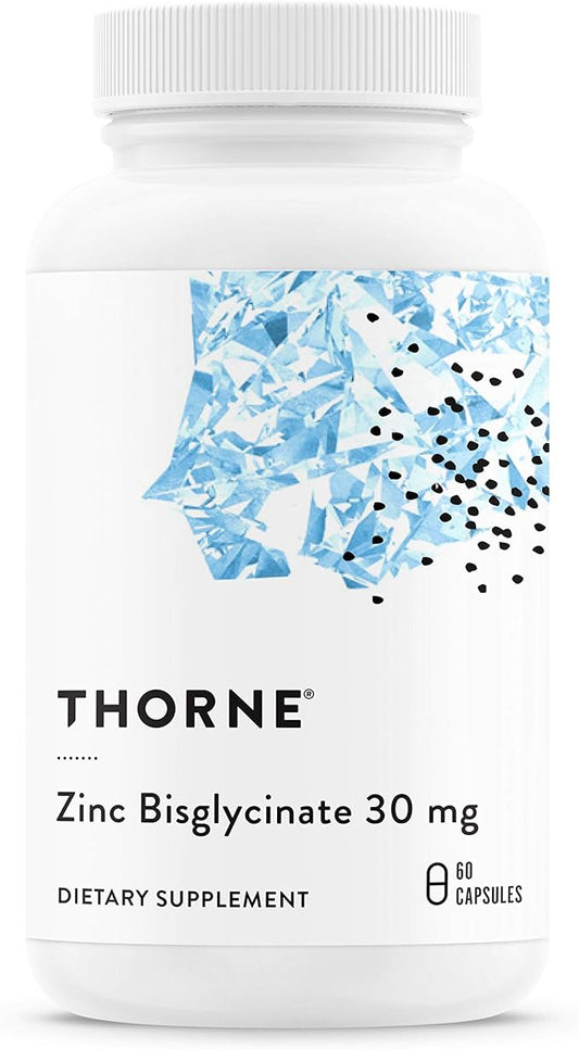 Thorne Zinc Bisglycinate 30mg - Daily Support for Skin, Eye & Immune System Health with Zinc Supplement Capsules - 60 Capsules