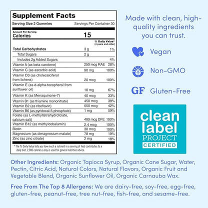 FIRST DAY Women’s Daily Supercharge Multivitamin Gummies – Includes Methylfolate & Methylcobalamin B12, Vitamins A, B1, B6, C, D3, E & K + Magnesium, Zinc, Biotin – Only 2g Sugar – 30 Day Supply