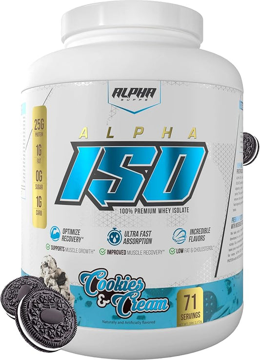 ISO, Low Carb 100% Whey Protein Isolate Powder, 25 Grams Per Serving, Helps Support Muscle Growth, Low Sugar and Gluten Free (Cookies & Cream, 5 lb)