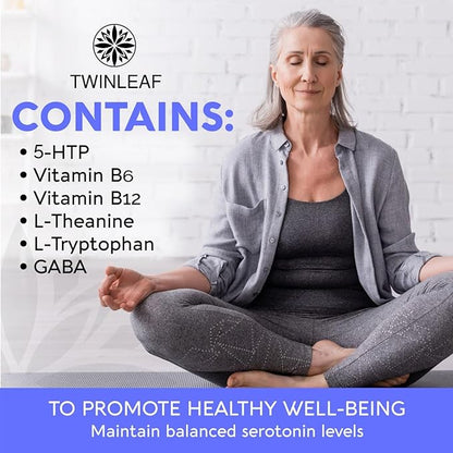 Natural Serotonin Supplement - Made in USA 5HTP Serotonin & Cortisol Manager - Serotonin Booster Vitamin Supplement for Women with 5-HTP, Vitamin B6, B12, GABA, L Theanine, L Tryptophan - 60 capsules