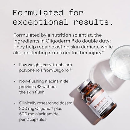 Quality of Life - Oligoderm - Premium Skin Support Supplement Featuring Oligonol and Niacinamide - 60 Capsules