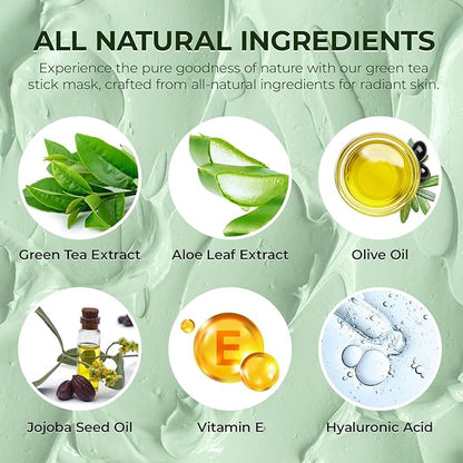 Green Tea Clay Stick for Face: Blackhead Remover Mask With Green Tea Extract Green Clay Mask for Deep Pore Cleansing Moisturizing Brightening for Men and Women All Skin Types (2PCS)