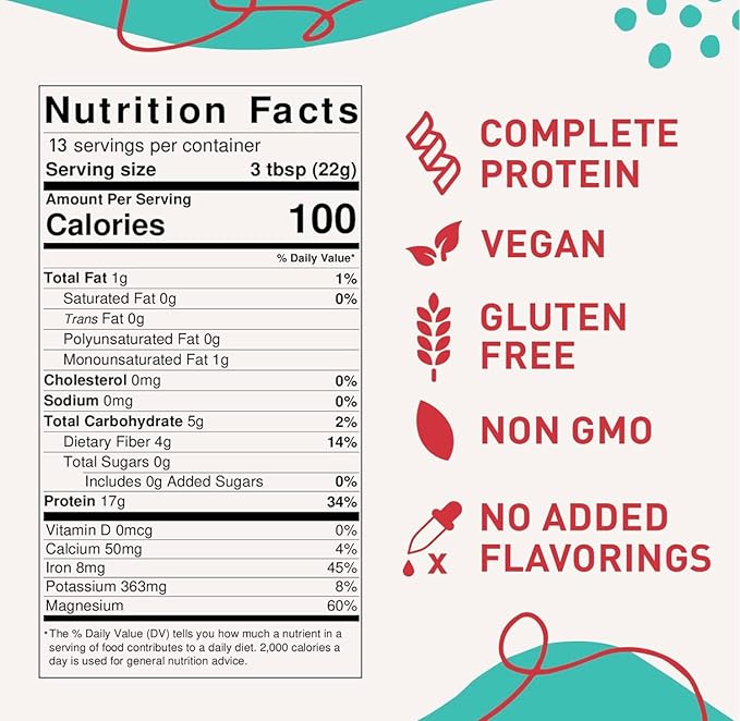 Organic Hemp Heart Unflavored Vegan Protein Powder, Plant-Based for Balanced Nutrition, All-Natural, 1 Ingredient, No Artificial Ingredients, Easy to Digest & Mix (10oz)