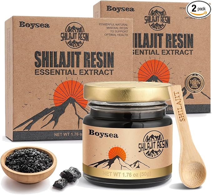 Pure Himalayan Shilajit Resin | 600 mg 80+ Servings| 85+ Trace Minerals & 75%+ Fulvic Acid for Focus & Energy| Zero Sugar| Gold Grade Pure Shilajit for Men & Women - 1.76 Oz * 2 Pcs