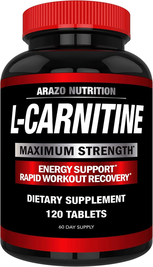 Super Strength L-Carnitine 1000mg Servings Plus Calcium for Boosted Metabolism and Improved Muscle Gain - Arazo Nutrition
