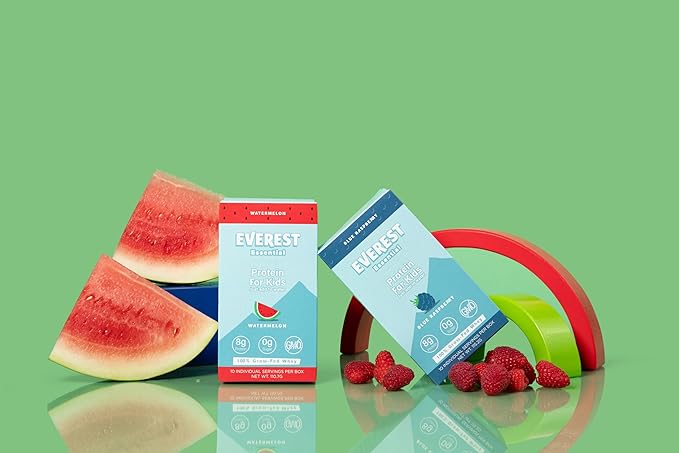 Kid's Clear Whey Protein Powder (Blue Raspberry, 10 Packets) Protein Drink Mix for Kids, Electrolytes for Kids, 8g Protein Per Serving, Non GMO, Zero Added Sugar