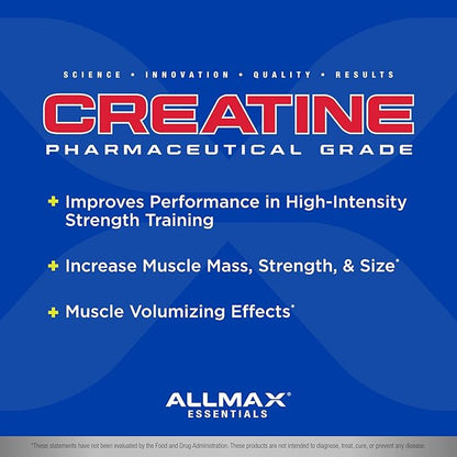 ALLMAX Nutrition - Creatine Monohydrate, Micronized Creatine Powder for Strength and Muscle Recovery, Gluten Free & Fast Absorbing 400g