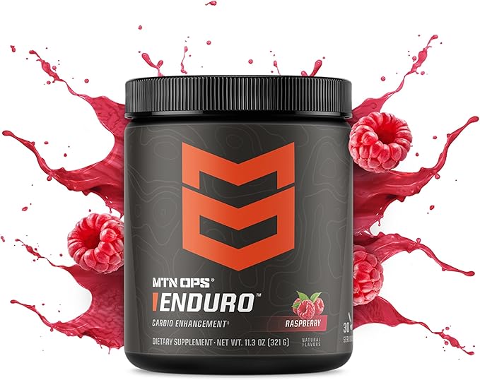 MTN OPS Enduro Nitric Oxide Supplement & Stim-Free Pre Workout - 30 Servings - with Magnesium Citrate, Beet Root Powder, Niacinamide, L Arginine & L Citrulline - Raspberry Flavor
