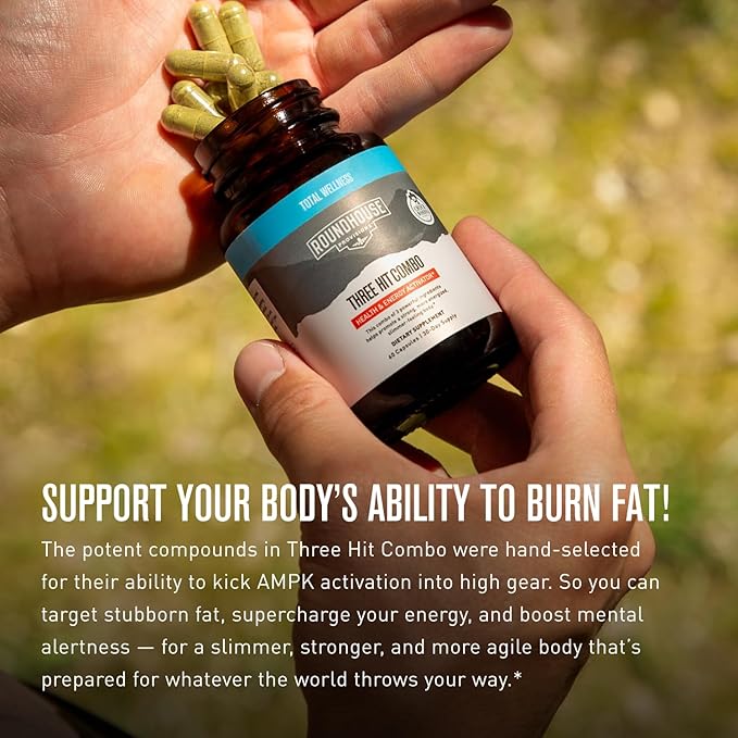 Three Hit Combo – Burn Fat, Boost Energy, and Support Wellness with Berberine, Gynostemma, and Quercetin. 30-Day Supply (60 Capsules) Weight Management by Chuck Norris