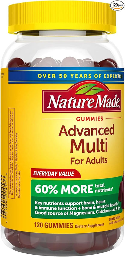 Advanced Multivitamin Gummies with Magnesium, Calcium & B Vitamins Compatible with Nature Made, 120 Count