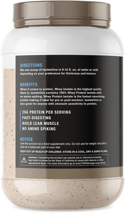 NutraOne IsolateOne Whey Isolate Protein Powder 100% Pure Whey Isolate Powder (Cookies & Cream - 28 Servings)