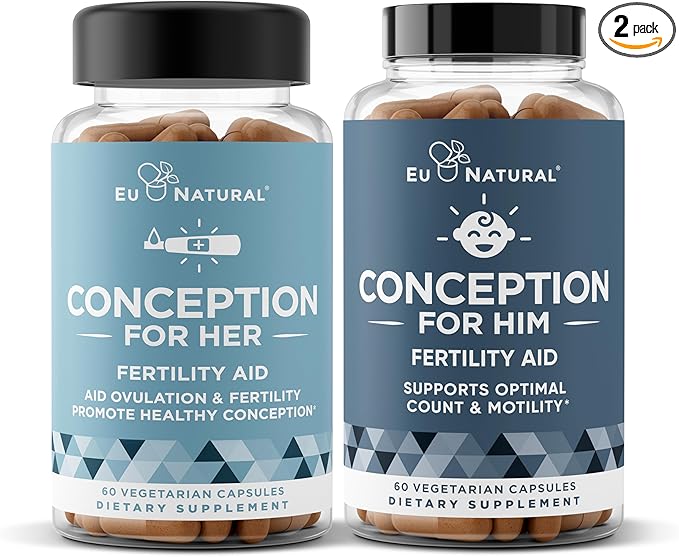 Eu Natural Conception Fertility for Her & Him Bundle - Fertility Supplements Combo for Women & Men – Prenatal Vitamins – Promote Hormone Balance, Cycle Consistency, Aid Ovulation – 120 Count