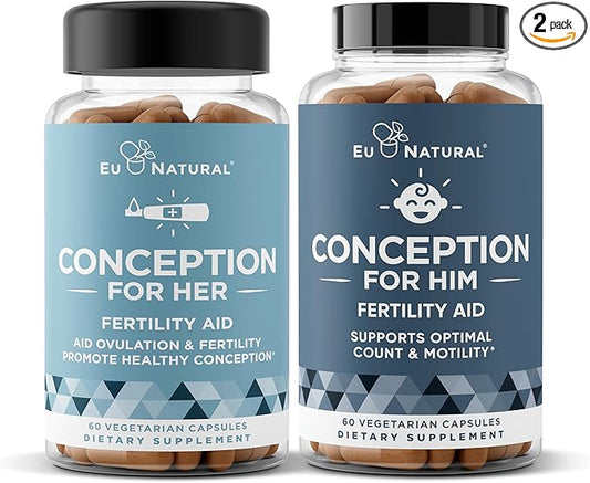 Eu Natural Conception Fertility for Her & Him Bundle - Fertility Supplements Combo for Women & Men – Prenatal Vitamins – Promote Hormone Balance, Cycle Consistency, Aid Ovulation – 120 Count