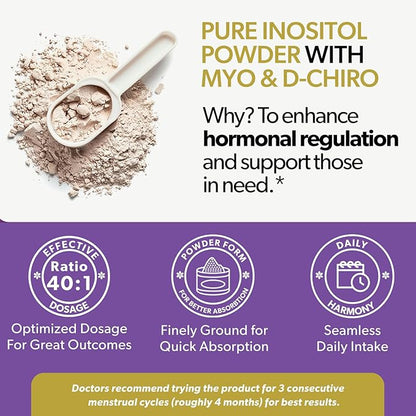 Intimate Rose Inositol Powder - Myo-inositol - D-Chiro Inositol - Ideal 40:1 Ratio - All-Natural 100% Hormonal Balance Supplements - Hormone Support for Women’s Ovarian Health - Made in USA