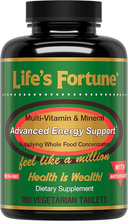 Life's Fortune Multivitamin & Mineral, All Natural Energy Source Supplying Whole Food Concentrates, Antioxidants, Amino Acids, Enzymes, Trace Minerals & More, 180 Tab