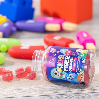 Fiber Gummies for Kids Supplement - Daily Prebiotic Fiber for Kids, Supports Regularity, Digestive Health & Immune Support, Nature's Plant Based Chicory Root Vitamins, Vegan, Berry Flavor, 60 Gummies