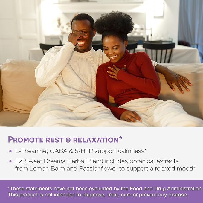 EZ Melts Dissolvable Melatonin Plus, Sugar-Free Sleep Support with Melatonin 5mg, L-Theanine, GABA, 5-HTP, and Herbal Blend, 60-Day Supply