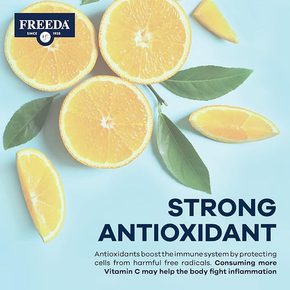 FREEDA Vitamin C - Buffered Vitamin C Powder - Kosher - Powerful Antioxidant Immune Support - Sensitive Stomach Vitamins C Drink - Calcium Ascorbate - Sugar Free Vitamin C - VIT C Supplement (8 oz)