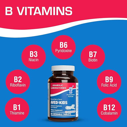 Vitamins for Kids Multivitamin with Iron - 120 Chewable Tiger Tablets with Vitamins A, B-Complex, C, D, E, Iron, Calcium, Magnesium, Zinc, and More - Natural Berry Flavor - AVED Kids