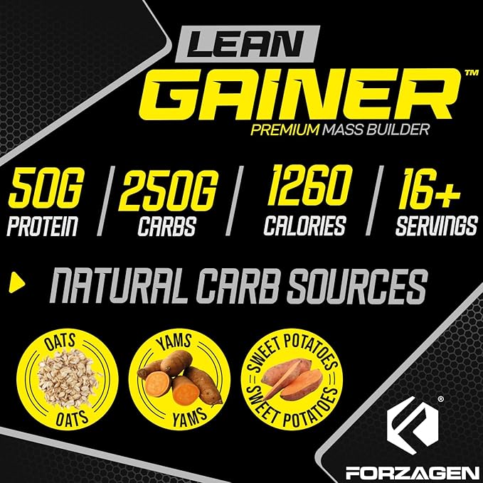 Forzagen Lean Gainer Premium Mass Builder | Mass Gainer Protein Powder for Men & Women | High Calorie Protein, Weight Gain, Bulk, Muscle Building Supplement | Dutch Chocolate, 12 lbs. (16+ Servings)