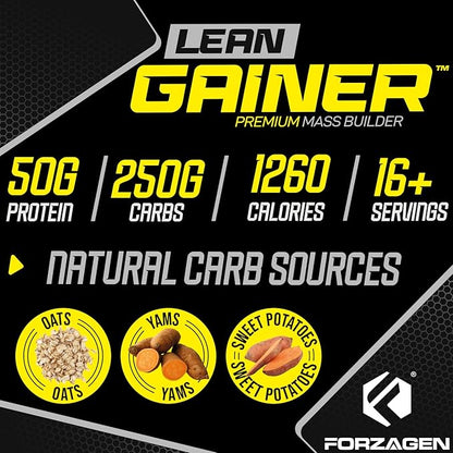 Forzagen Lean Gainer Premium Mass Builder | Mass Gainer Protein Powder for Men & Women | High Calorie Protein, Weight Gain, Bulk, Muscle Building Supplement | Dutch Chocolate, 12 lbs. (16+ Servings)