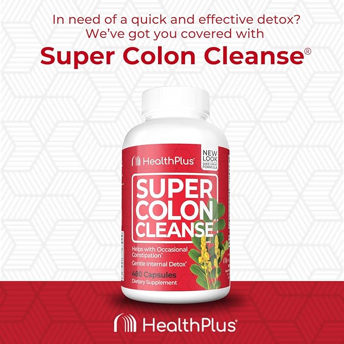 Health Plus Super Colon Cleanse: 10-Day Cleanse -Detox 12 Cleanses, 480 Capsules