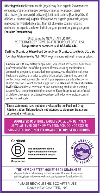 New Chapter, Postnatal Vitamins Lactation Supplement, Complete Multivitamin with Fermented Vitamin D3 + B Vitamins, Made with Organic Vegetables & Herbs, Non-GMO Ingredients, 270 Count