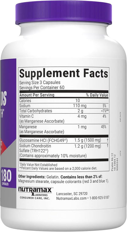Nutramax Cosamin® DS Joint Health Supplement with Glucosamine & Chondroitin for Men’s & Women's Joint Health, 180 Capsules
