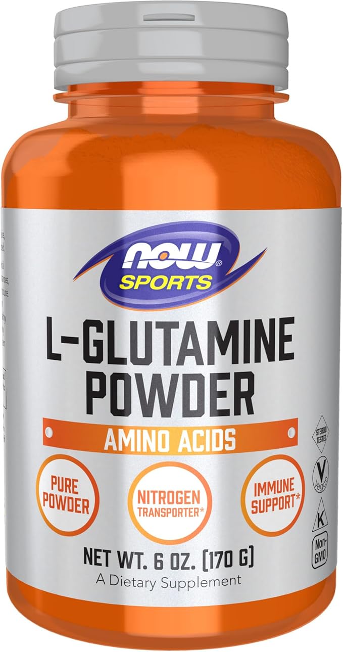 NOW Foods Sports Nutrition, L-Glutamine Pure Powder, Nitrogen Transporter*, Amino Acid, 6-Ounce