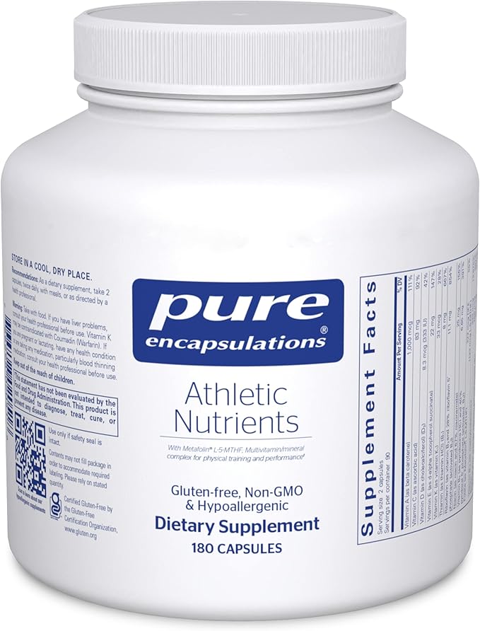 Pure Encapsulations Athletic Nutrients | Multivitamin/Mineral Complex for Exercise Performance and Training* | 180 Capsules