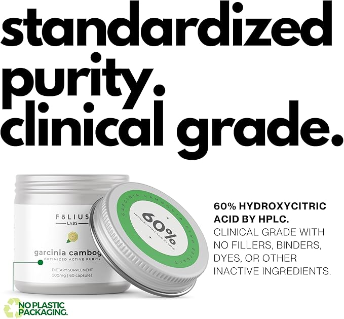 Pure Garcinia Cambogia Extract Supplement 500mg - 100% Natural HCA Extract Concentrated to 60% - Supports Healthy Digestion and Metabolism - 60 Capsules