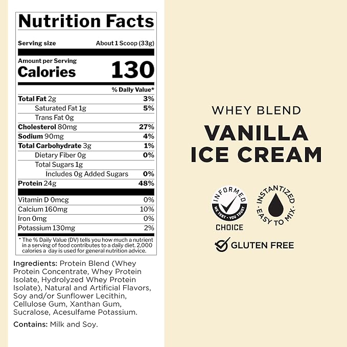 Rule One Proteins, R1 Whey Blend - 24g Fast-Acting Whey Protein Concentrates, Isolates, and Hydrolysates Per Serving, with Naturally Occurring EAAs and BCAAs (5 Pounds*, Vanilla Ice Cream)