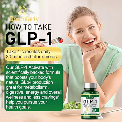 GLP-1 Probiotic | GLP-1 Supplement, GLP-Activate with 10 Billion CFU Multi-Strain Probiotics + Prebiotics, Naturally GLP 1 Production, GLP-1 Probiotic for Men & Women, 60 GLP-1 Capsule [1pcs]h1/